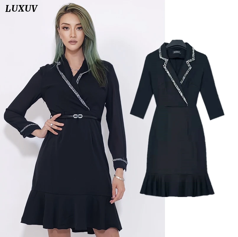 

Elegant Women's Dress Shirt Sundress Office Clothing Ceremony Robe Formal Slim Sexy Lady Harajuku Suit With Skirt Outfit 09-020