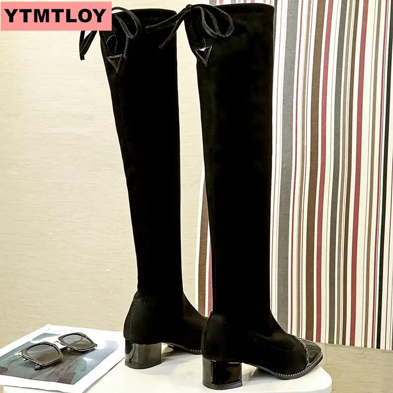 Модные Классические Сапоги выше колена из искусственной замши пикантные сапоги