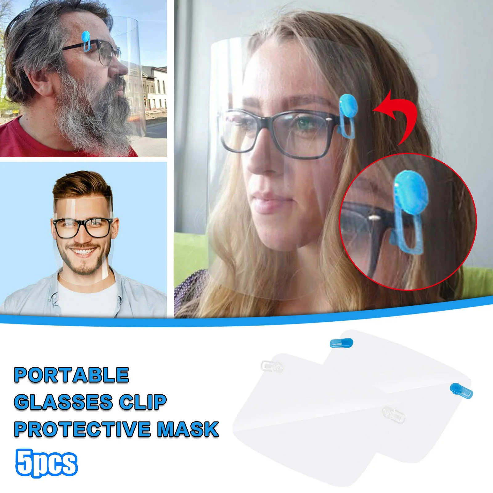 1 шт. защитная маска-козырек для лица защитный зажим очков новая многоразовая