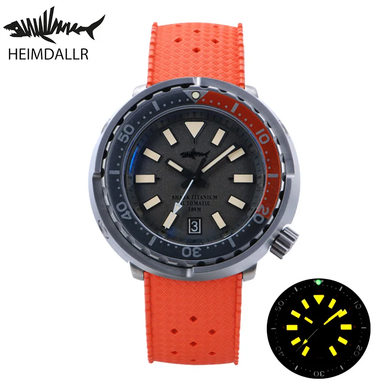 

Heimdallr Men's Titanium Tuna Can SBBN Diver Watch Grey Texture Dial Sapphire NH35 Automatic Movement 200m Waterproof Retro Lume