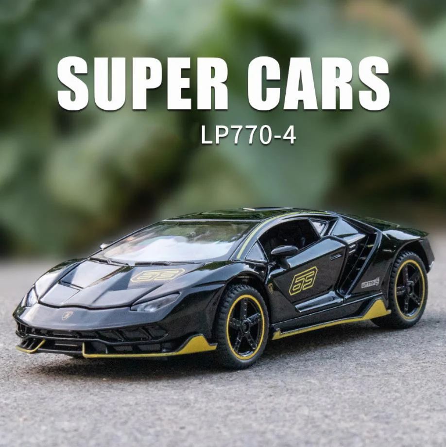 

Hot 1:32 scale wheel diecast car Germany bull logo Lambor Centenario LP770-4 metal model with light sound pull back vehicle toy