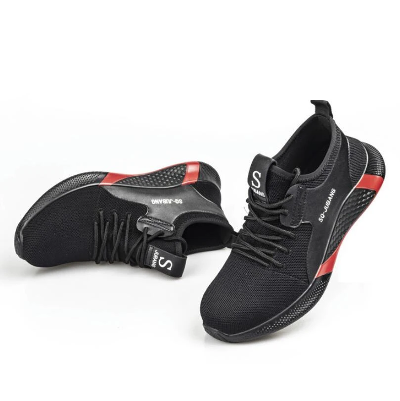 

Black Steel Toe Men Shoes Big Size Work Wear Men Safty Boots Breathable Indestructible Casual Shoes Men Sneakers Working Boots
