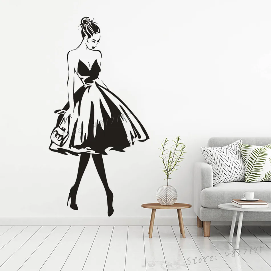 Виниловая наклейка на стену для салона красоты постер окно элегантная женская