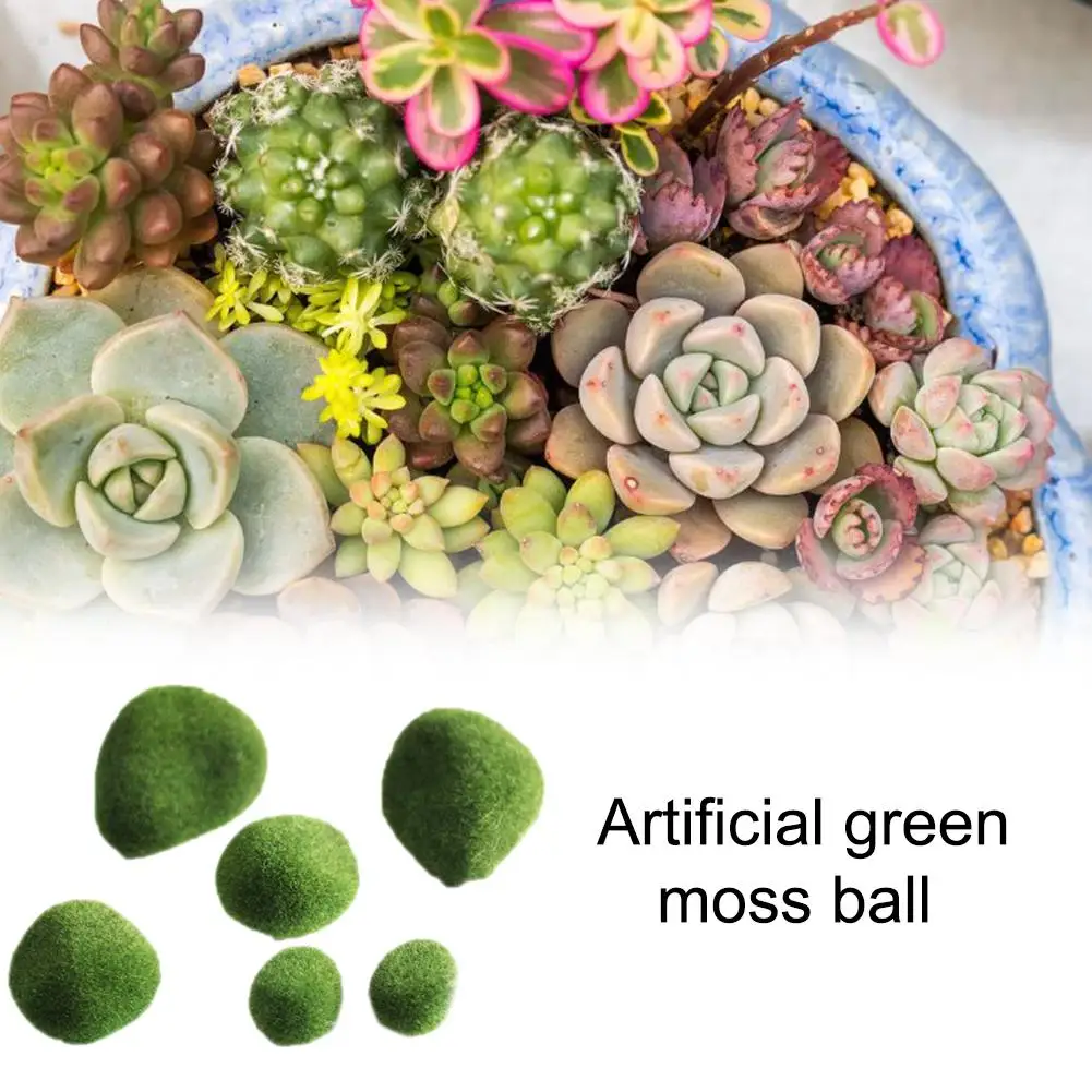 6 шт. искусственные моховые камни Декоративные зеленые для украшения дома и отеля