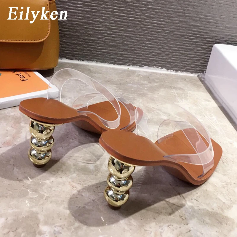 Женские сандалии Eilyken из ПВХ прозрачные босоножки на странном каблуке тапочки с
