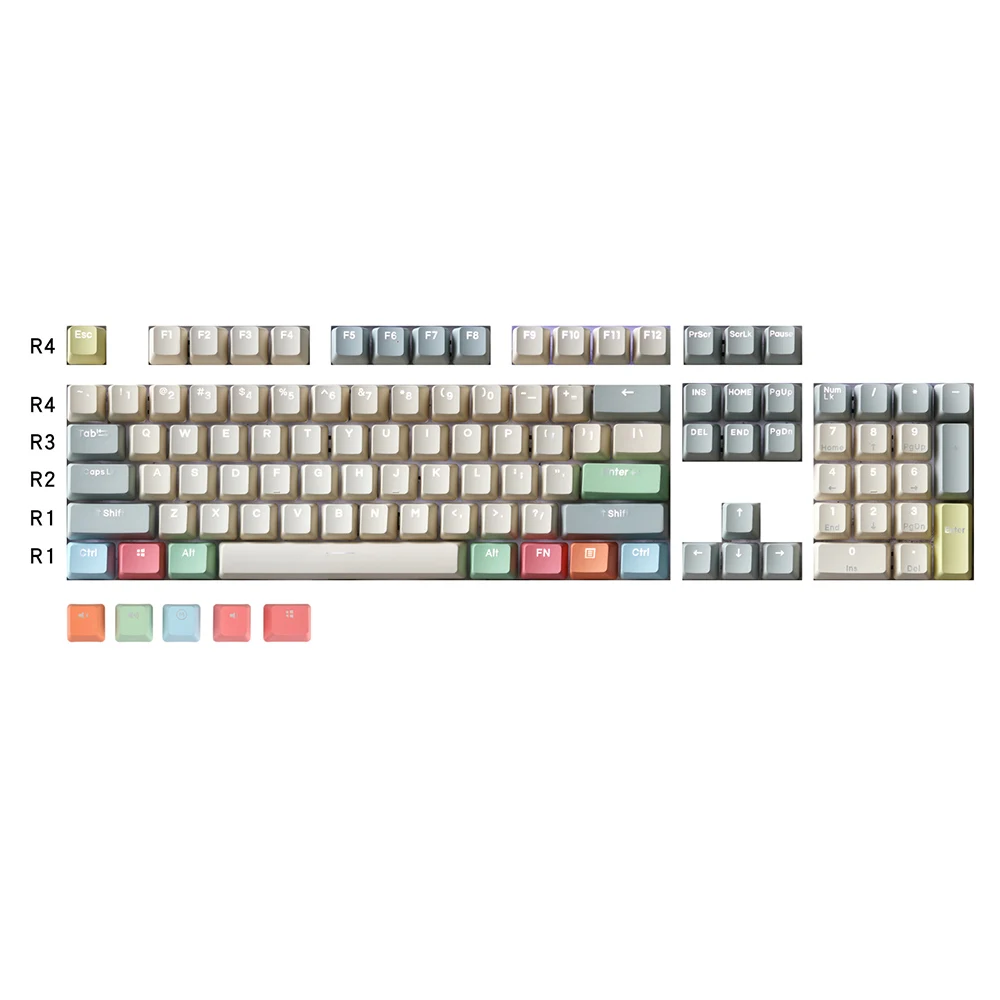 Тканевый цветной дизайн PBT Keycaps с подсветкой для Cherry Mx Switch 87 104 108 клавиш