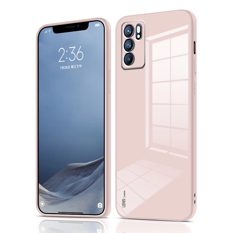 Мягкий Квадратный чехол из жидкого силикона для OPPO Reno 6 Pro Plus мобильный телефон Reno6