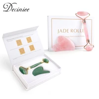 natural rose quartz jade roller facial eye body massager roller green jade stone gua sha face lifting beauty massage roller tool