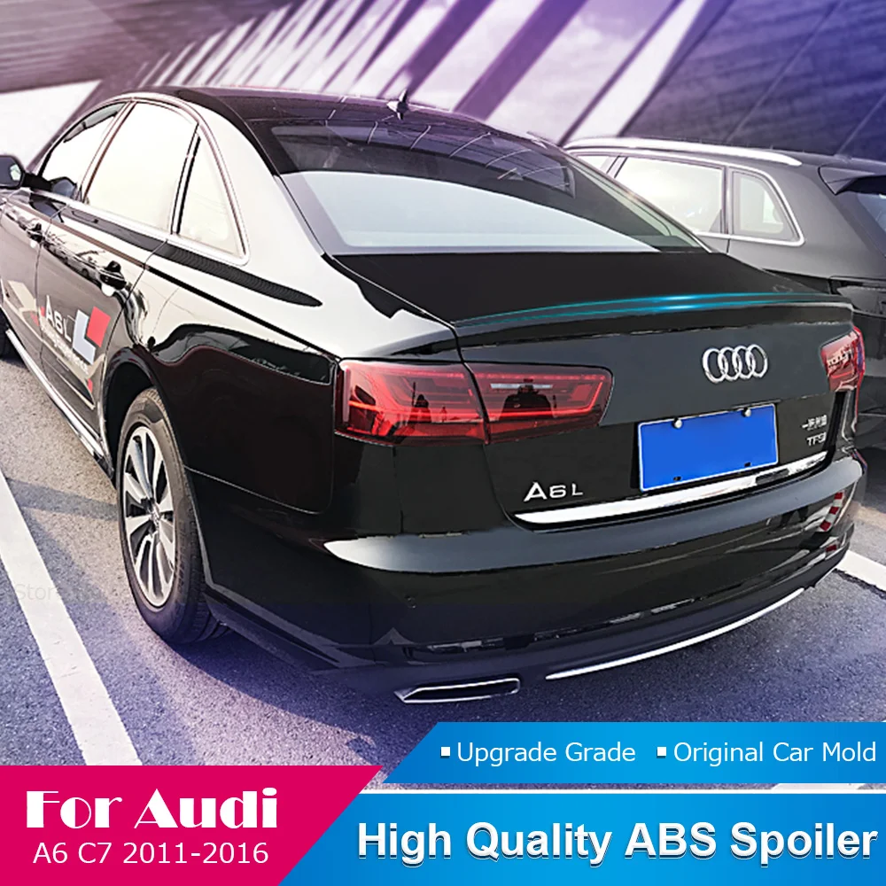 Для Audi A6 C7 черный спойлер 2011 2012 2013 высокое качество, поступления г. ABS пластмассовый задний багажник крыла спойлер автомобиля аксессуары