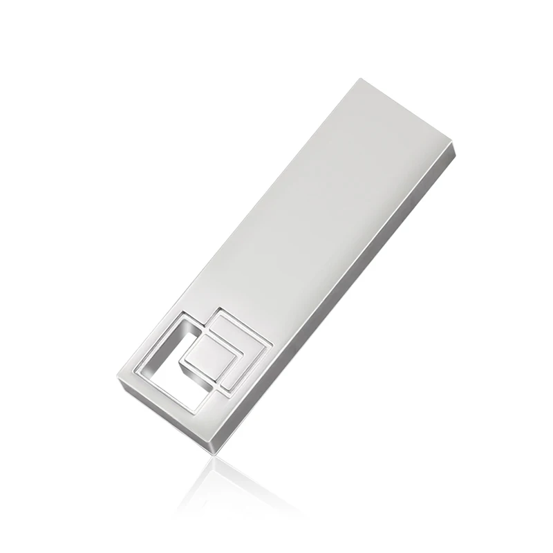 Серебристый Модный USB флеш-накопитель, 4 ГБ, 8 ГБ, 16 ГБ, флеш-накопитель, 16 ГБ, 32 ГБ, 64 ГБ, флеш-накопитель, металлическая карта памяти, портативный u-диск, подарок с кольцом для ключей - Цвет: Серебристый