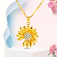 pendant necklace for women rhinestone daisy flower 18k gold plated chain necklace sunflower choker new party statement jewelry