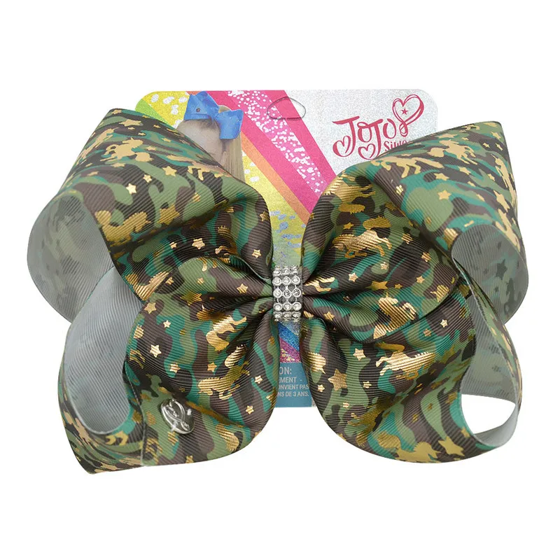 7 " JoJo клип Блеск Радуга кожа Русалка лук с Крокодил Зажимы Дети Bling камуфляж аксессуары для волос шпильки заколки - Цвет: 7