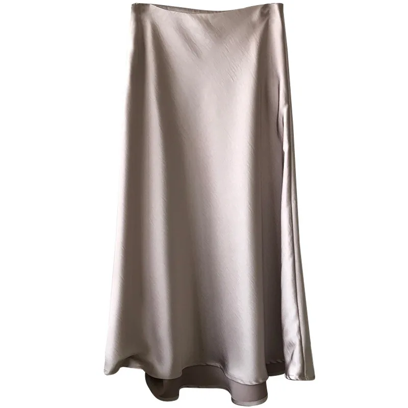 2020 New Spring Summer Skirts Women Soft Imitate Silk Satin Skirt Elegant Ladies Slim High Waist Long Faldas Mujer Moda | Женская одежда