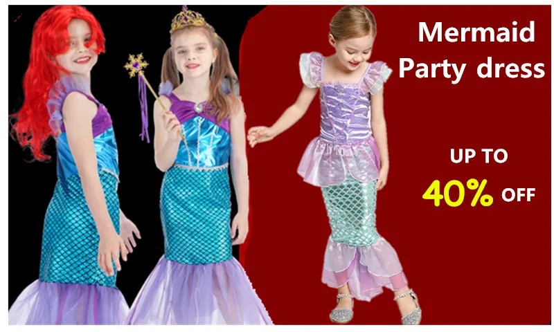 Little Mermaid Ariel Princess Girl Dress Cosplay Costumes For Baby Girl Mermaid Dress Up Sets Children Birthday Party Clothing baby dresses for wedding