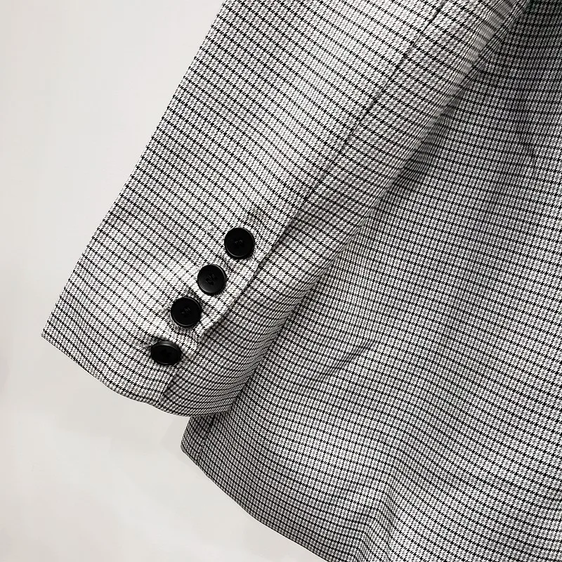 

Autumn Gray Plaid Long Sleeve Suit Coat Men High Street Personality Graffiti Printed Casual Blazers Mens Designer Suits Jackets