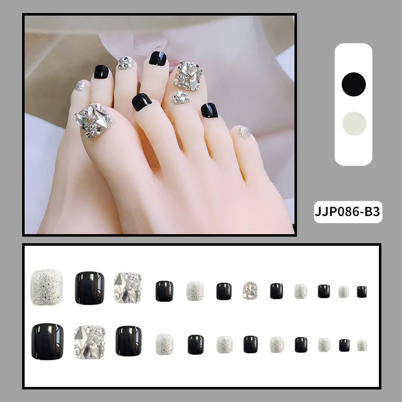 

24 черных бриллиантов одежда короткая куртка модного маникюра, маникюрный набор накладных ногтей, ногти для ног "францзуский маникюр" Эконом...