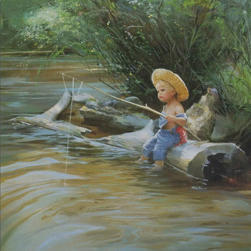 Алмазная 5D картина сделай сам полное покрытие для рыбалки мальчика ребенка