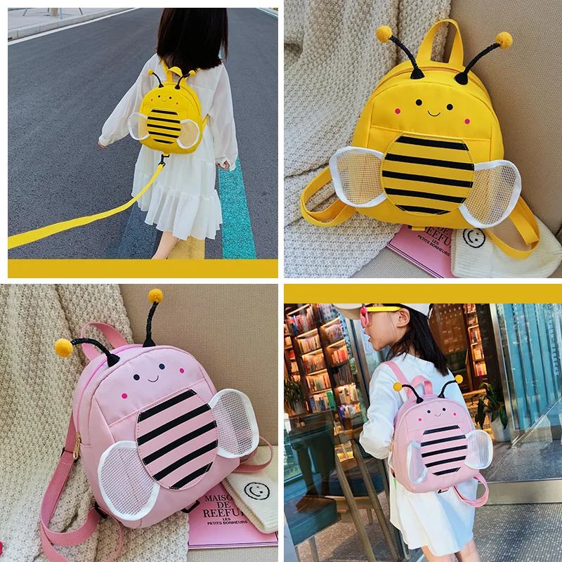 Children's baby kindergarten 1-7 years old bee small schoolbag men and women backpack mini cartoon canvas backpack