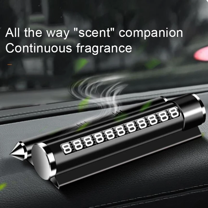 z52 multifunctional parking card car stop sign phone holder emergency window break hammer phone number plate with aromatherapy free global shipping