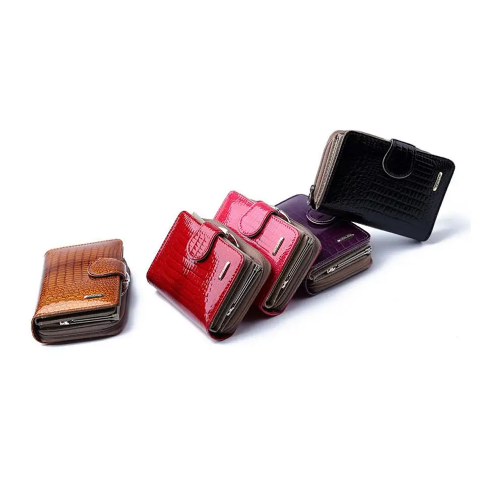 Лидер продаж! Качественный Модный женский короткий Croco бумажник из натуральной