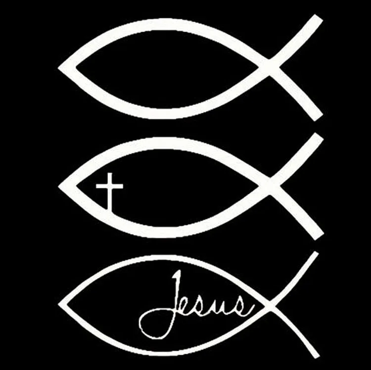 

JESUS FISH Car Stickers and Decals Fun Fish Cross Car Stickers Motorcycle Car Styling Black/white Sunscreen Waterproof,14cm*10cm