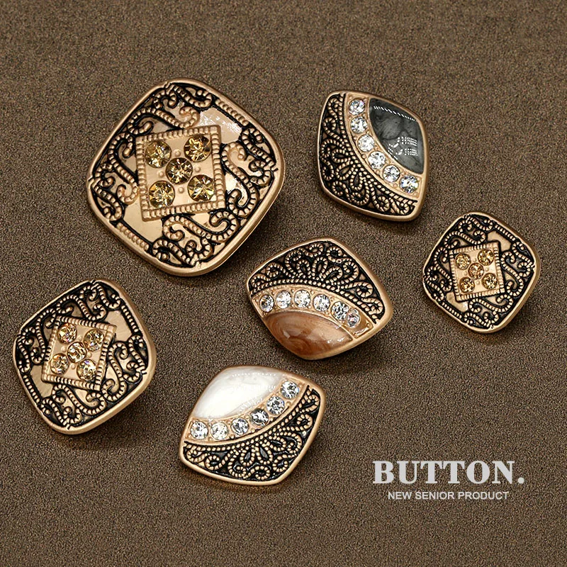 пуговицы для рукоделия 6 шт. винтажные золотые металлические бриллиантовые