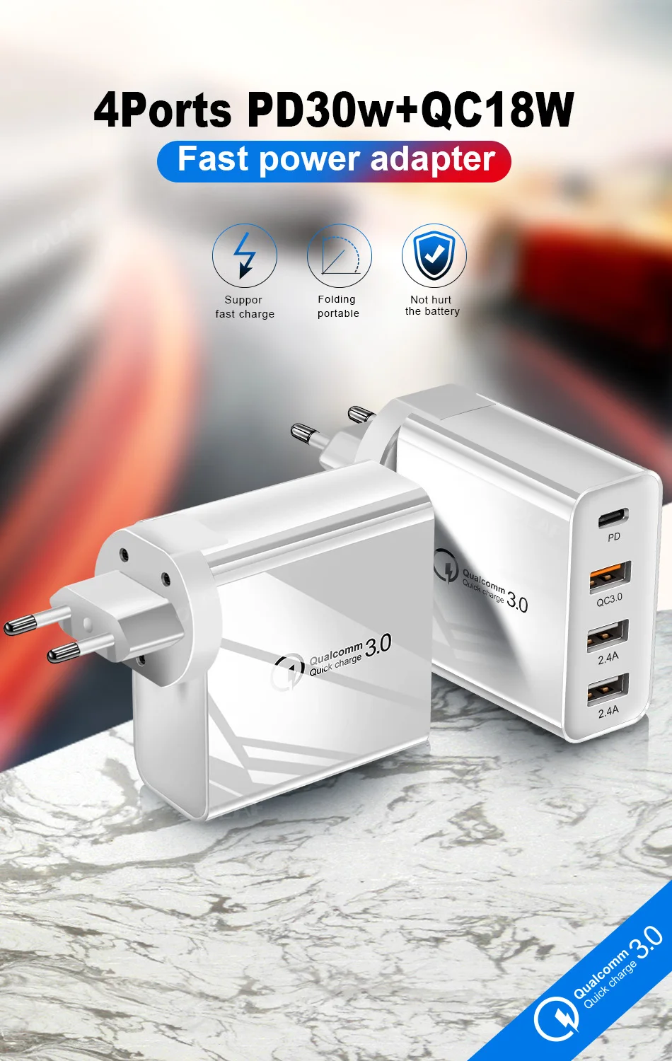 Олаф Quick Charge 3,0 зарядное устройство usb multi для iPhone X Xiaomi samsung S9 huawei QC4.0 QC3.0 QC C PD для быстрого настенного мобильный телефон Зарядное устройство