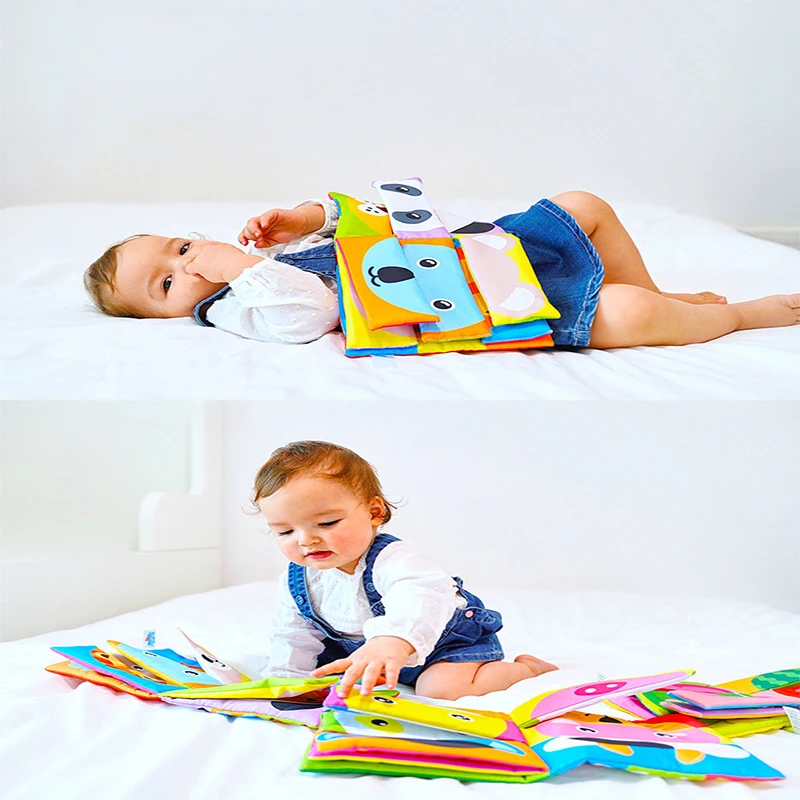 

Cartoon Animal Face Matching Cloth Book Torn Baby Stereo Cloth Book Montessori Early Teaching Toddler Books