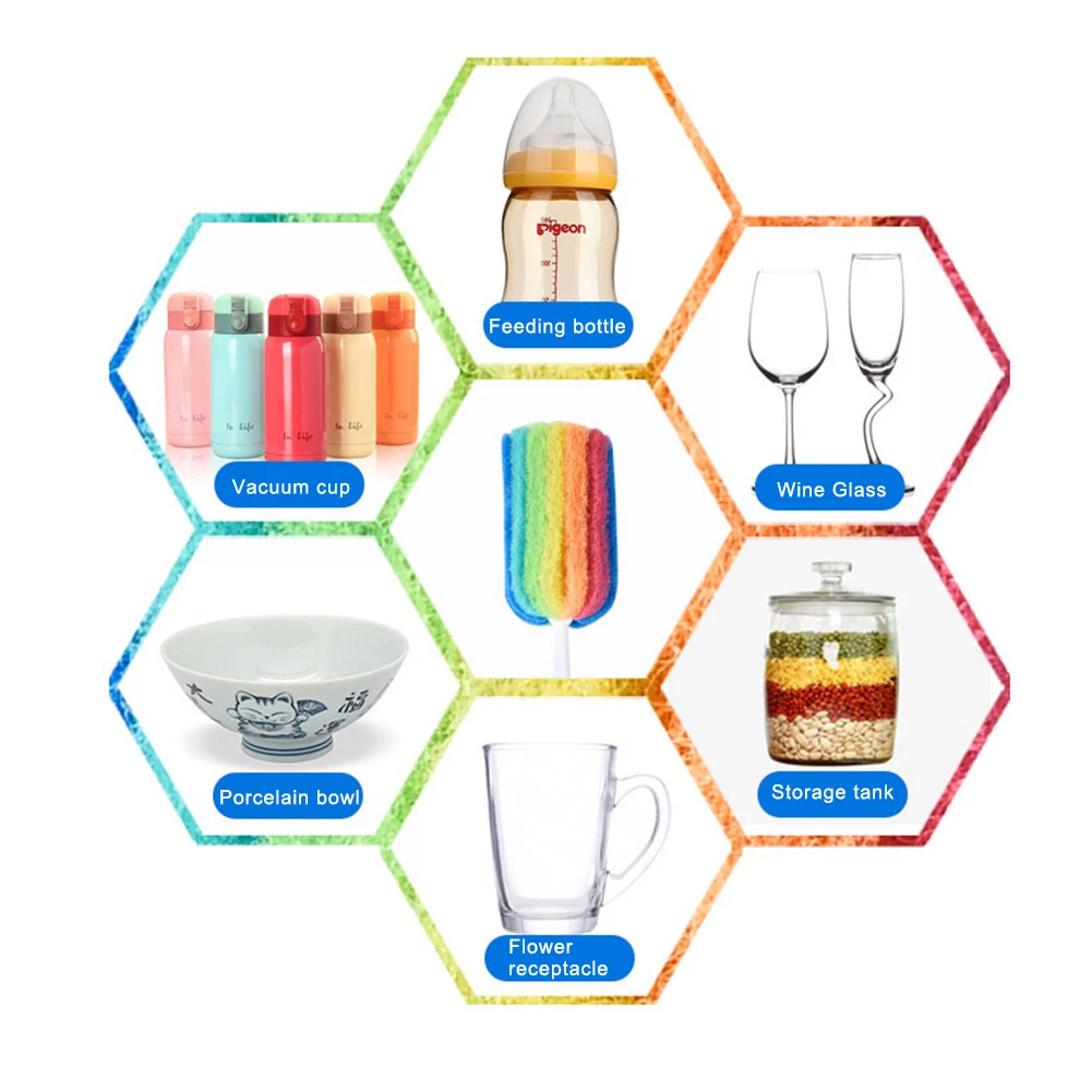 Botella de agua desmontable, taza, esponja de lavado de vidrio, organizador de cepillo de limpieza con mango, utensilios de limpieza, cepillo de vidrio-3