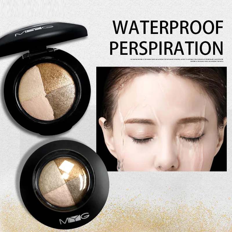Палетка теней для век MYG 4 цветов запеченные Пудровые Тени блестящая Натуральная