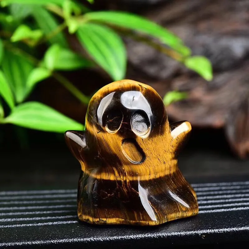 Тигр глаз камень фигурка маленького призрака из натурального камня Кварцевая