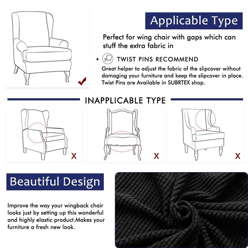 Wingback наклонная рука King Back эластичные чехлы на кресла кресло крыло диван задняя