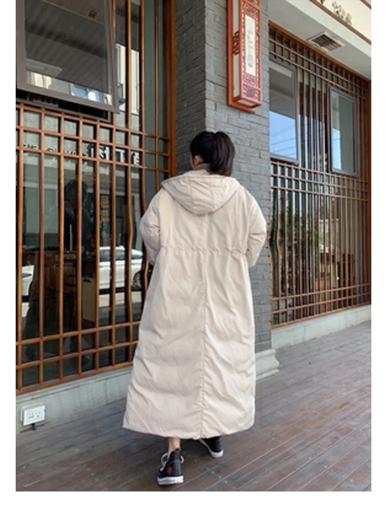 

High Quality 2019 New Winter Jacket Women Warm Thicken Hooded Long Coat Shining Fabric Stylish Female Parka White Snow Clothes