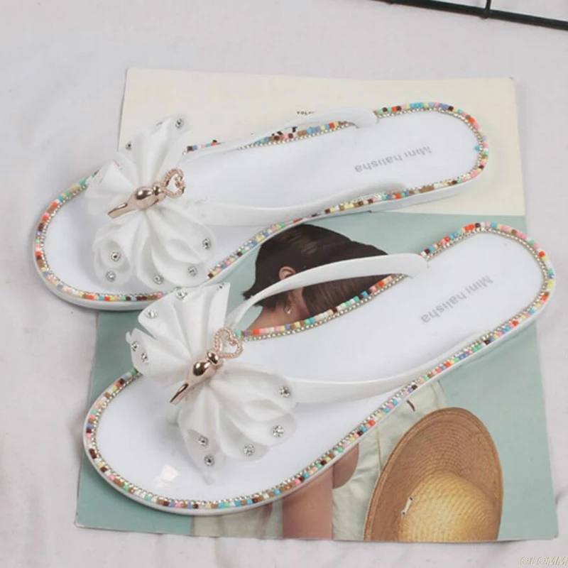 

2020 Summer Shoes Woman Fashion Colorful Diamond Butterfly Outside Wearing Seaside Ladies Flip-flops Beach Cool Women Slippers
