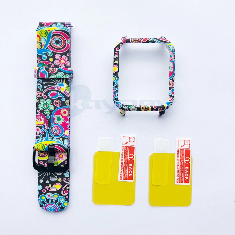 4-PC case 4в1 для Amazfit ремешок Bip 20 мм ремешок для часов Камуфляжный силиконовый браслет для Xiaomi Amazfit Bip Bit молодежный чехол Крышка Аксессуары - Color: 4-PC case