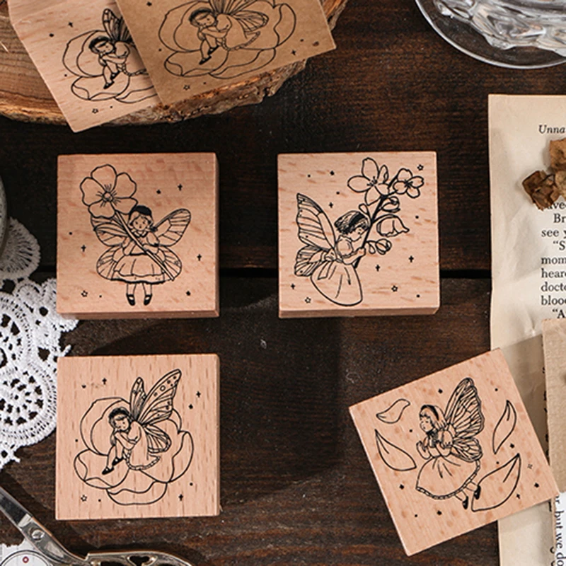 XINAHER Vintage Flower Fairy mushroom stamp DIY wooden rubber stamps for scrapbooking stationery standard | Дом и сад