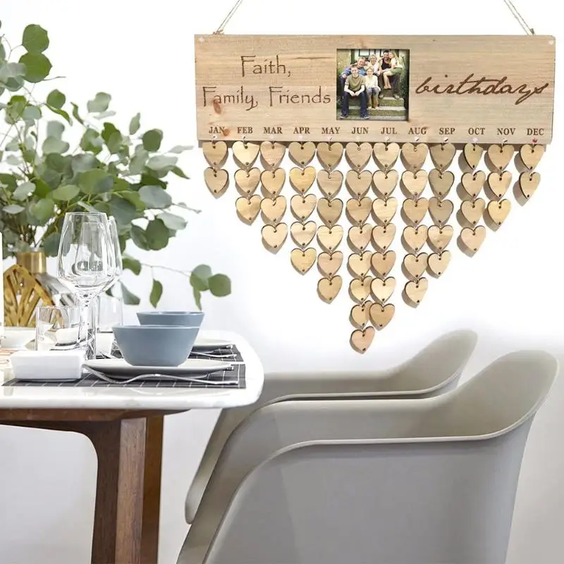Деревянный календарь DIY доска Подвески Фоторамка резная текстовая для сообщений