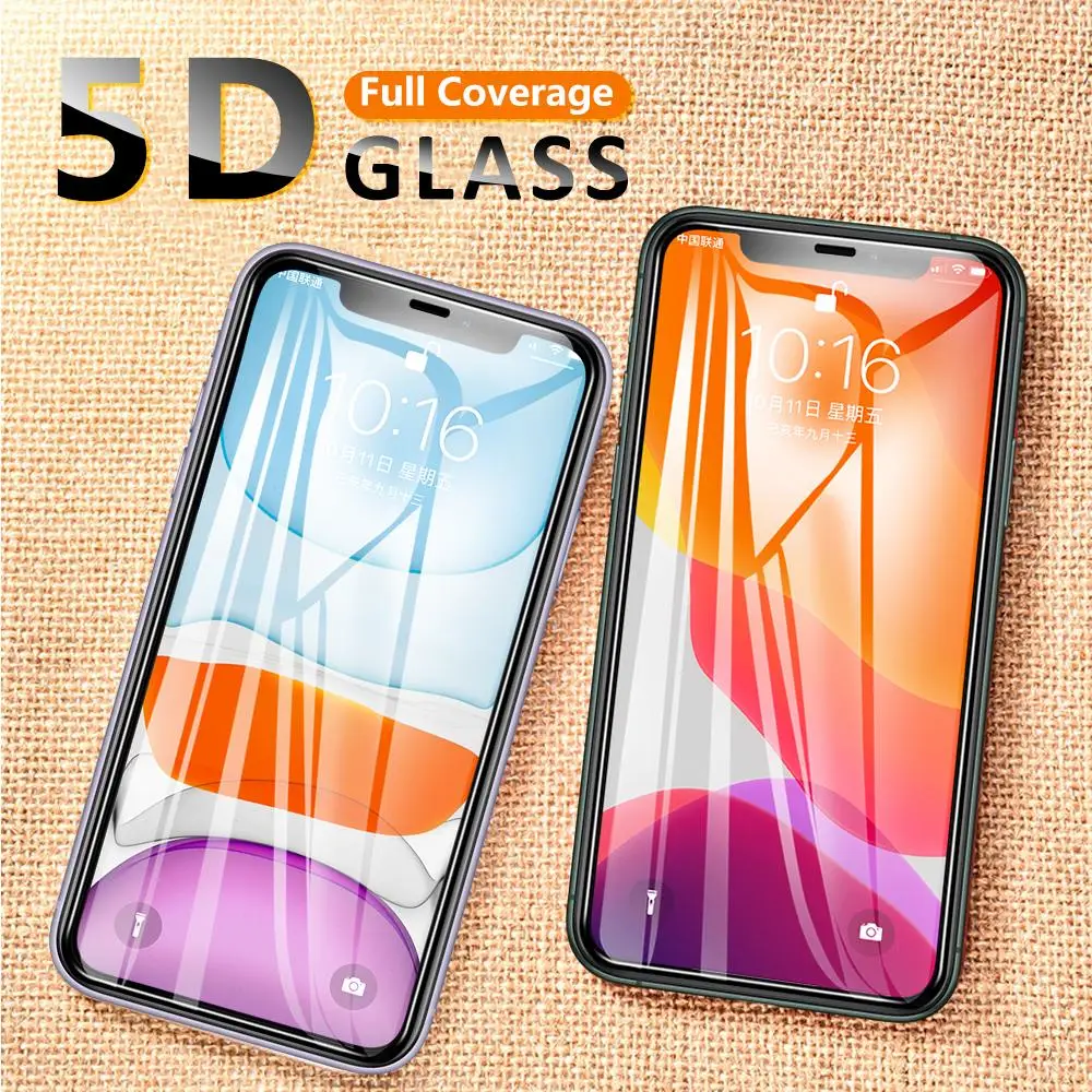 Закаленное стекло 5D для iPhone 11 Pro Xs Max Xr X 8 7 6 6S Plus пленка с полным покрытием и
