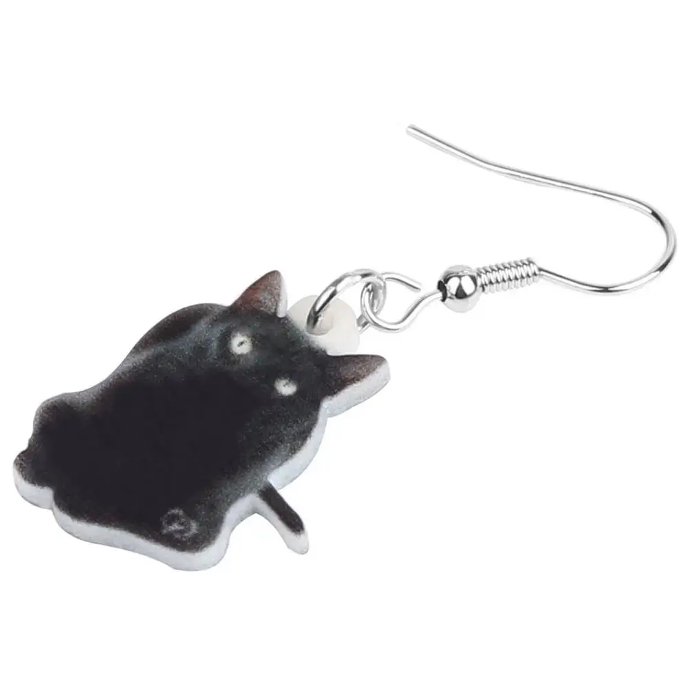 Женские акриловые серьги Bonsny с изображением котенка черного цвета | Украшения и