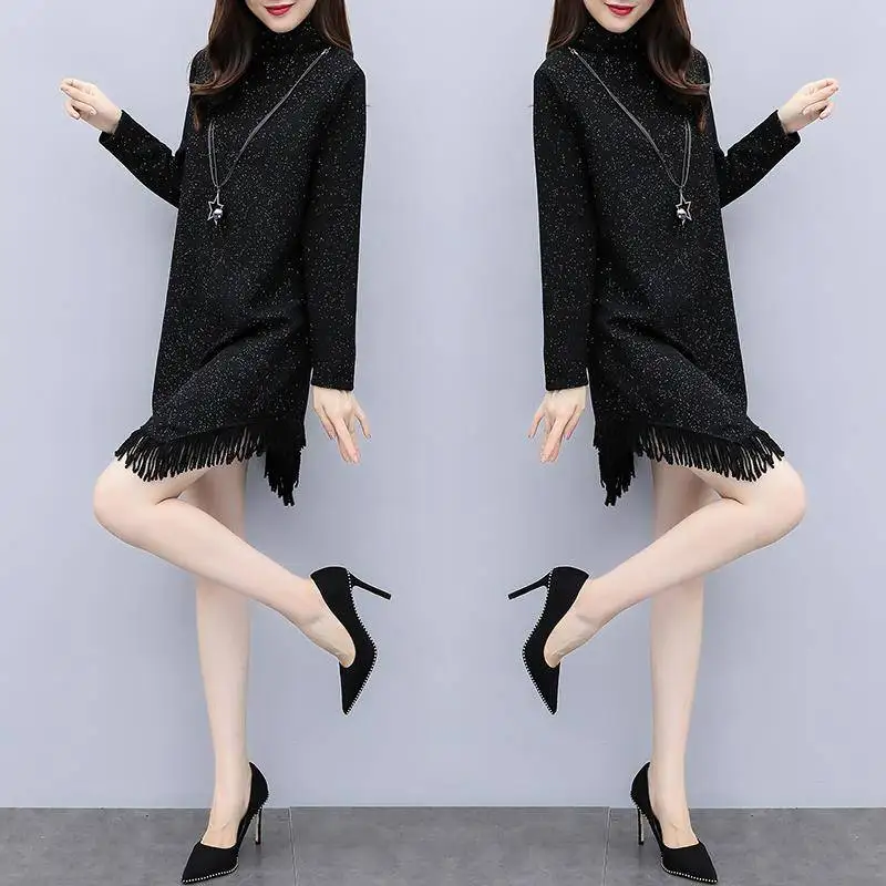 Недорогое красивое размера плюс женская одежда Удобная черное кружевное платье