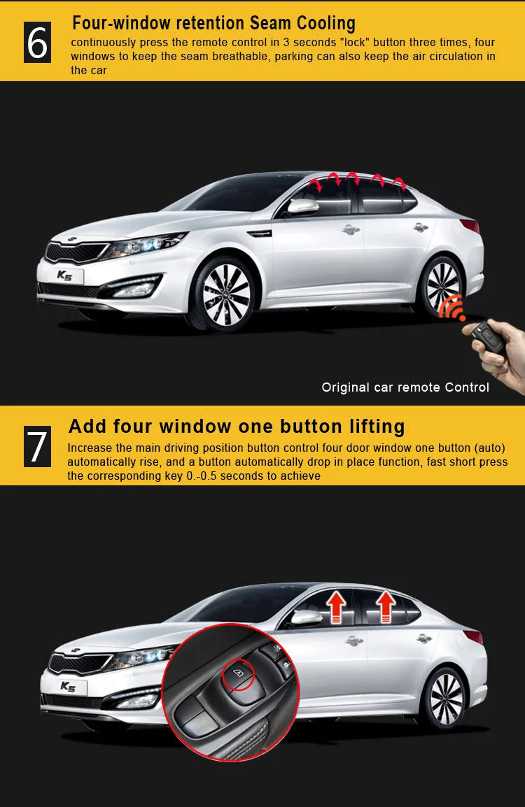 Окна автомобиля Авто рулон вверх/вниз устройство для KIA K5- электростеклоподъемники для автомобилей ближе и открыть комплект для закрытия