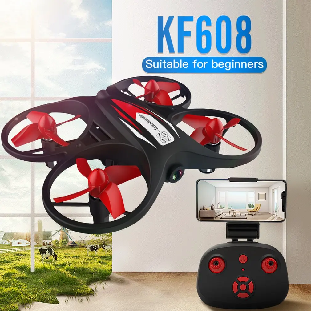 

Мини-вертолет KF608 Радиоуправляемый квадрокоптер с камерой 720P и Wi-Fi высотой воздушного давления игрушки легко летать для детей Дрон