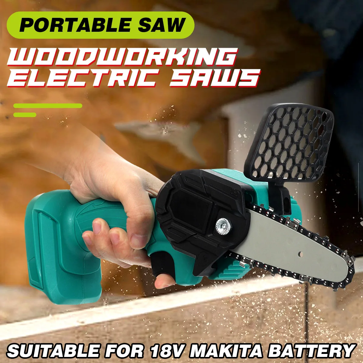 

Mini Electric Chain Saw 4 inch Electric Chainsaw 800W Cordless Electric Pruning Saw Portable Electric Saw for 18V Makita Battery