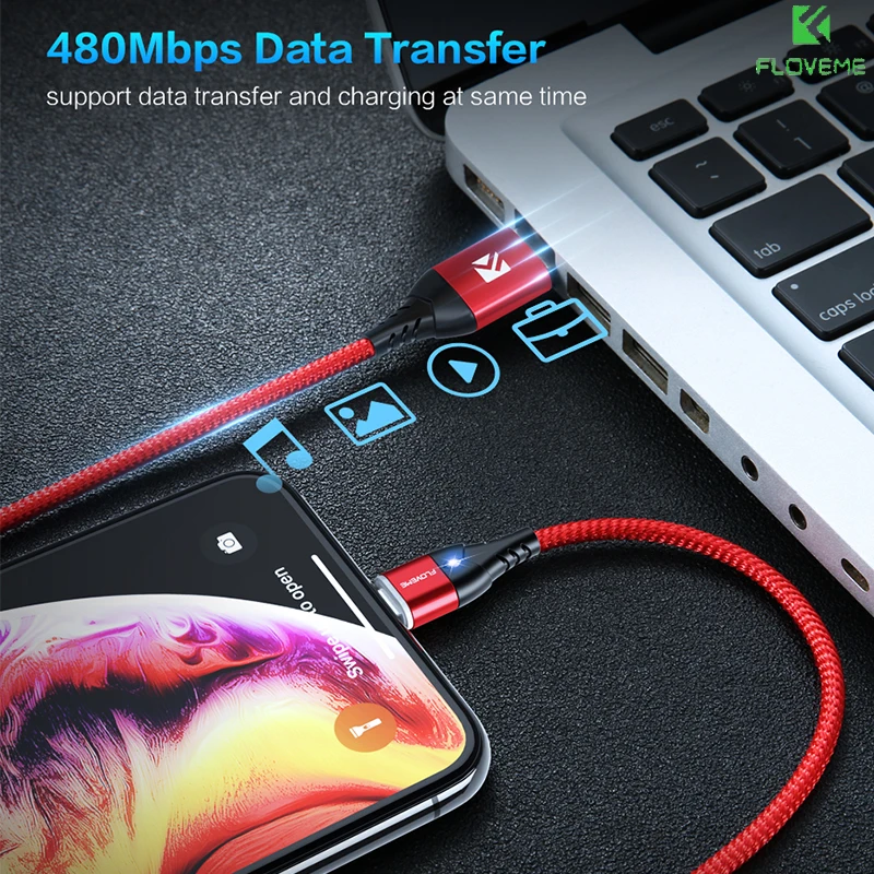 FLOVEME 3A Micro usb type C для samsung Магнитный кабель провод быстрого заряда Hauwei Xiaomi Oneplus 3 в 1