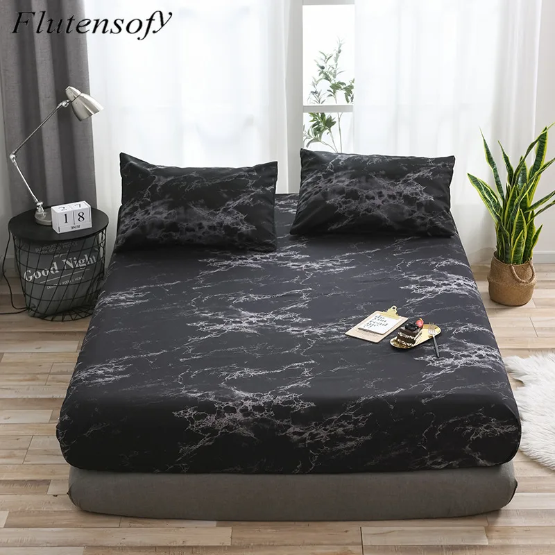 

Nordic Simple Marbling White 1PC Home Luxury Bed Linen Queen Size Sheet Set Flat Bed Sheet Fitted Sheet Bed Covers Dropshipping