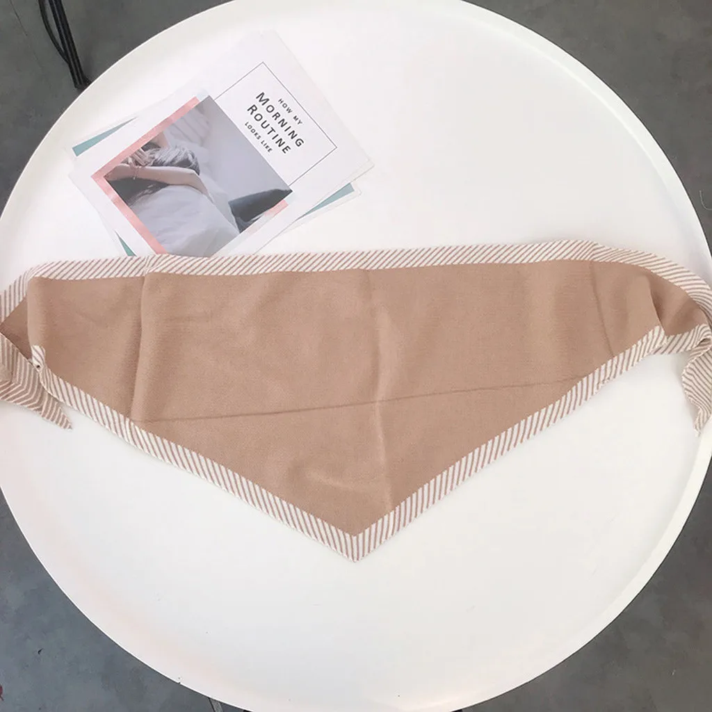 Женская модная Осенняя шаль-нагрудник Зимний вязаный шарф в полоску сохраняющий