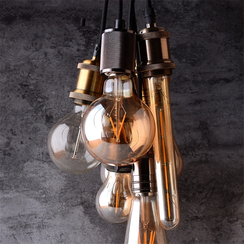 

Edison Bulb Bullet Head Pendant Lights Loft E27 Screw Bar Teahouse Warehouse Retro Hanging Pendant Lamps Line Holder Fixtures