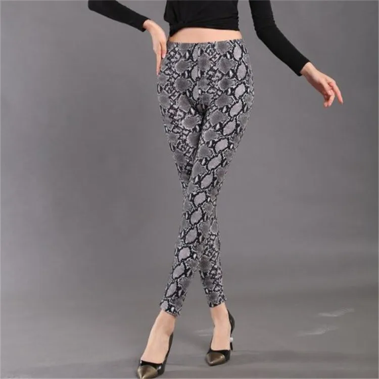 PD83 Dark grey Snake CHSDCSI, повседневные леггинсы в полоску, Сексуальные Черно-белые леггинсы в клетку, женские леггинсы, эластичная резинка на талии, спортивная одежда, Клетчатые Леггинсы с принтом - Цвет: PD83 Dark grey Snake
