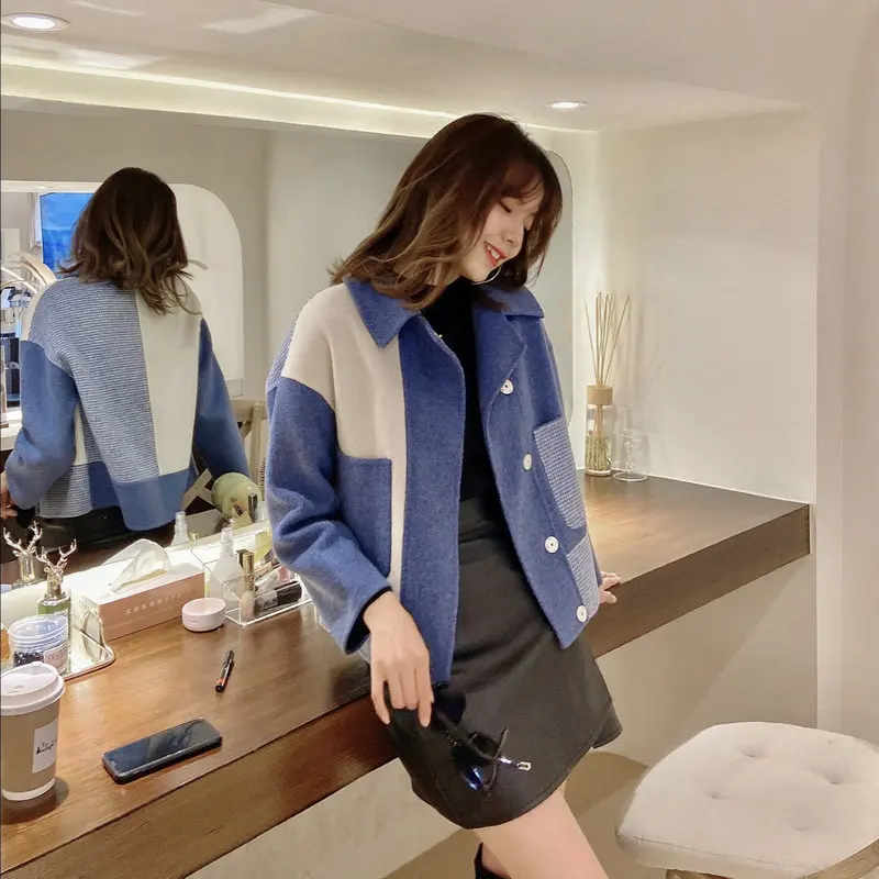 

Mozuleva 2020 New High Quality Double Side Cashmere Winter Woolen Coat for Women Vintage Fashion Korean Short Style Wool Coats
