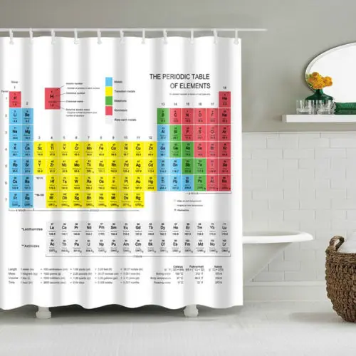 Tabla Periódica química de rayas de poliéster, 1,8 m de largo, cortina de ducha ponderada para baño, Big Bang Theory Sheldon, misma cortina